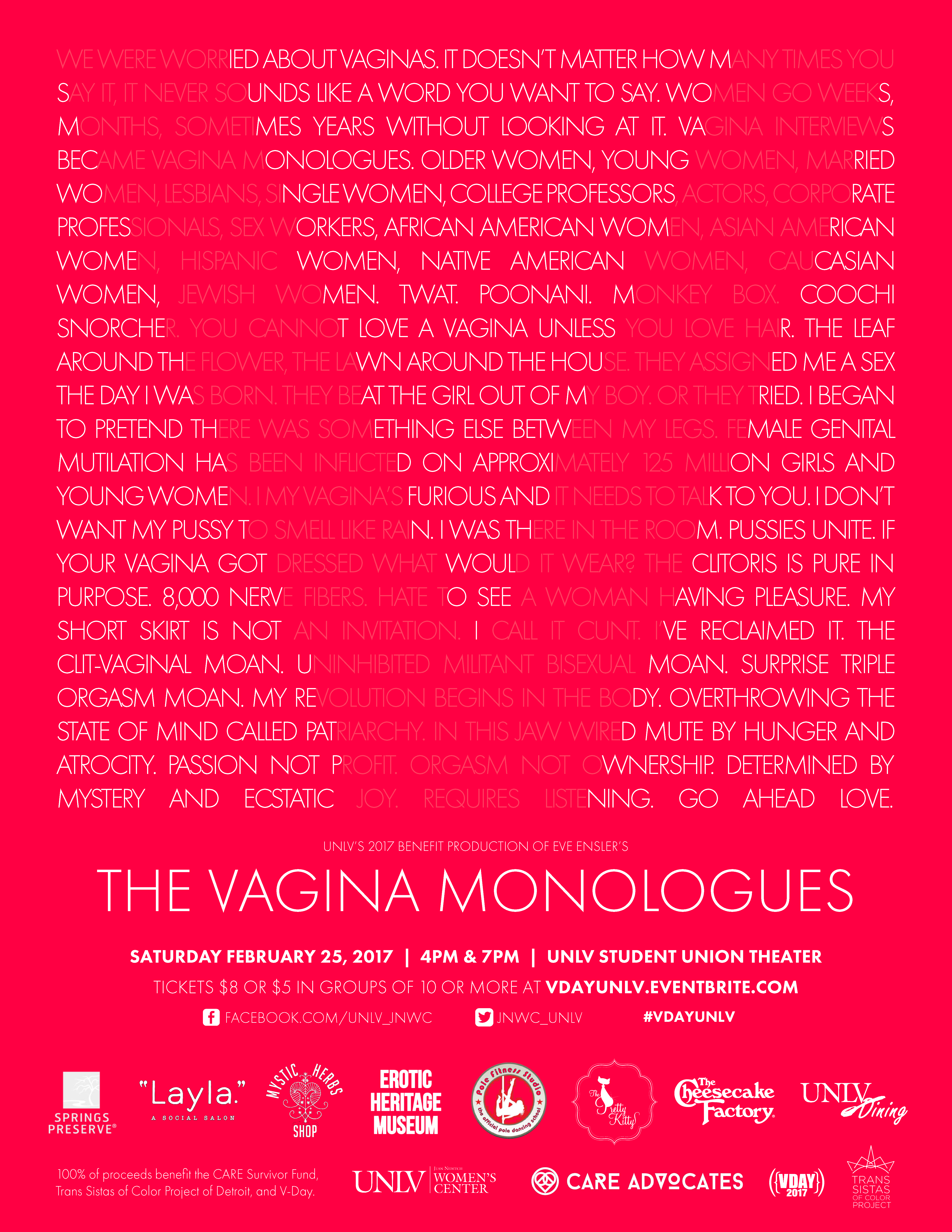 V Day UNLV The Vagina Monologues Calendar University Of Nevada