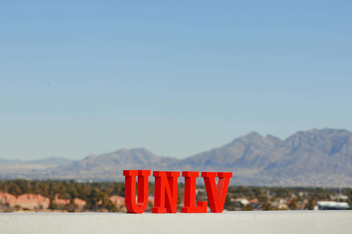 view of the horizon with UNLV letters displayed in the center