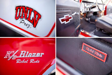 collage of 4 images showing "Rebel Ride" detailing on car