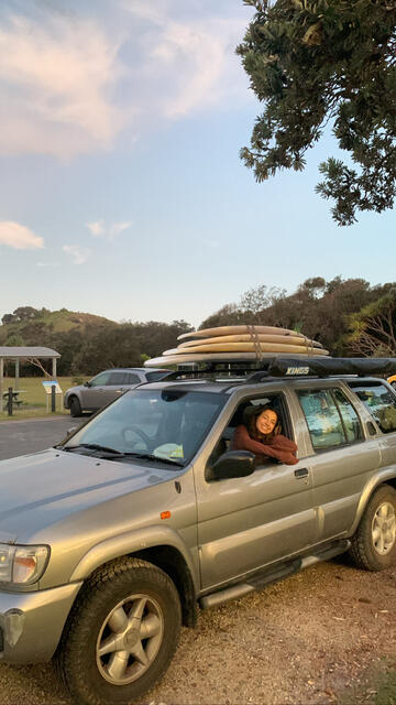 Madison Montellano in a four-wheel drive vehicle in Australia 