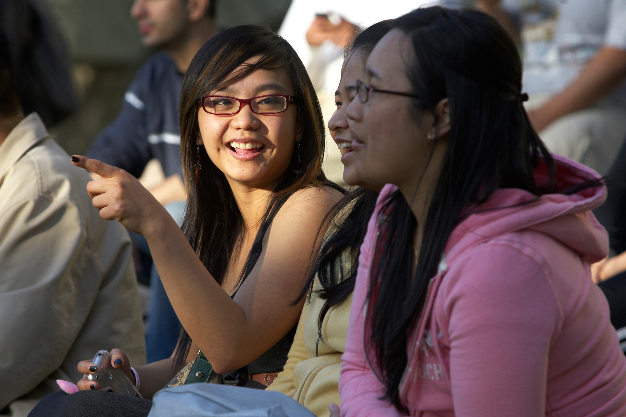 Girls smiling together