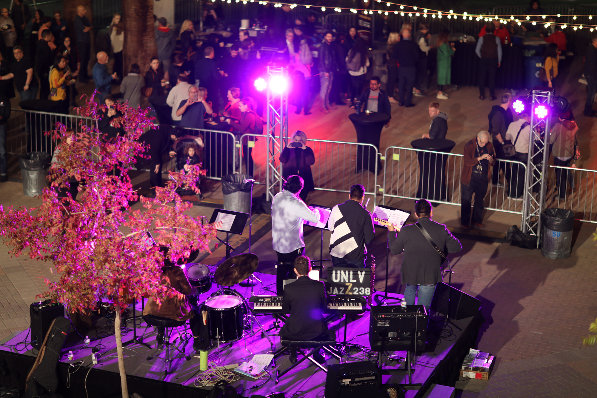 bird view of an outdoor orchestra