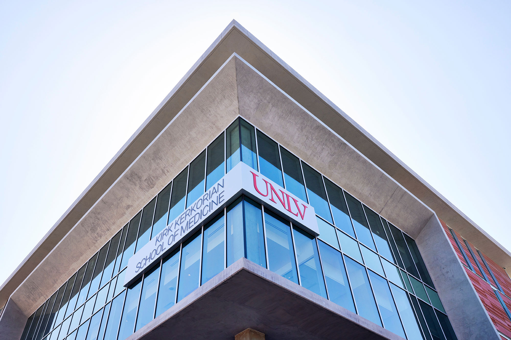 Exterior shot of the Kirk Kerkorian Medicine Education Building