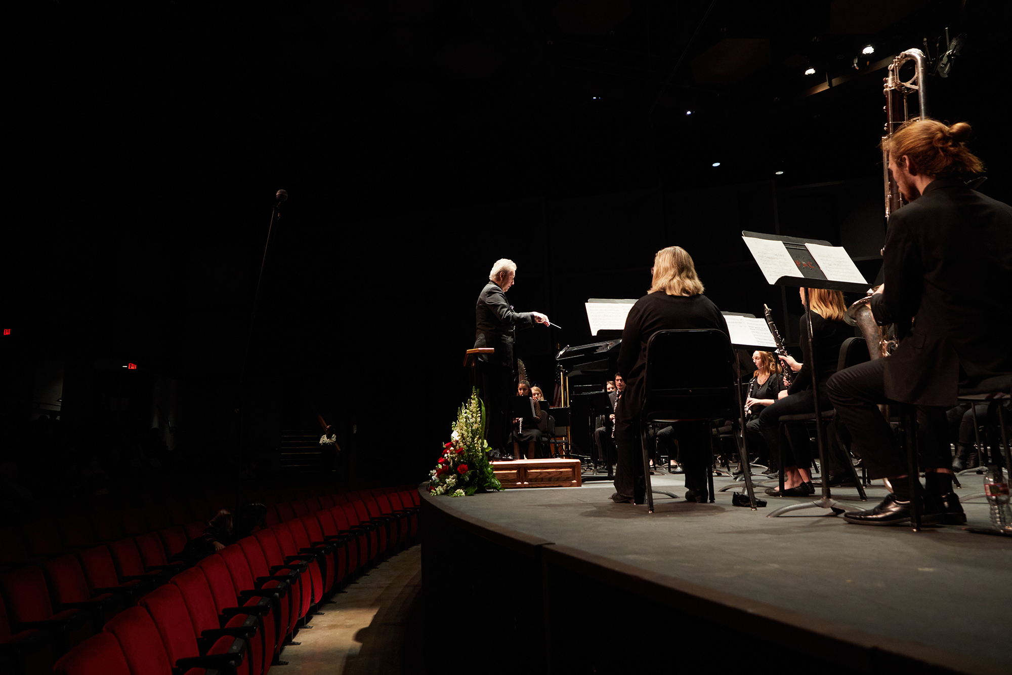 Side of concert stage during performance