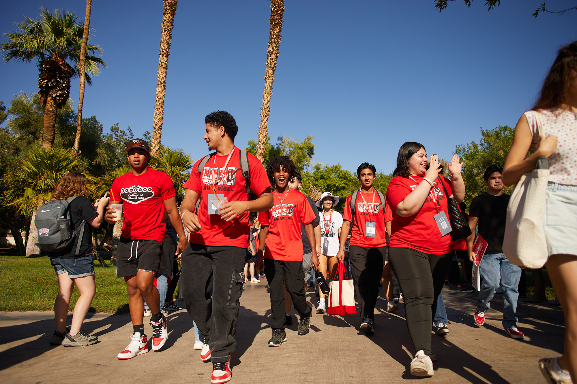 students walking in a march