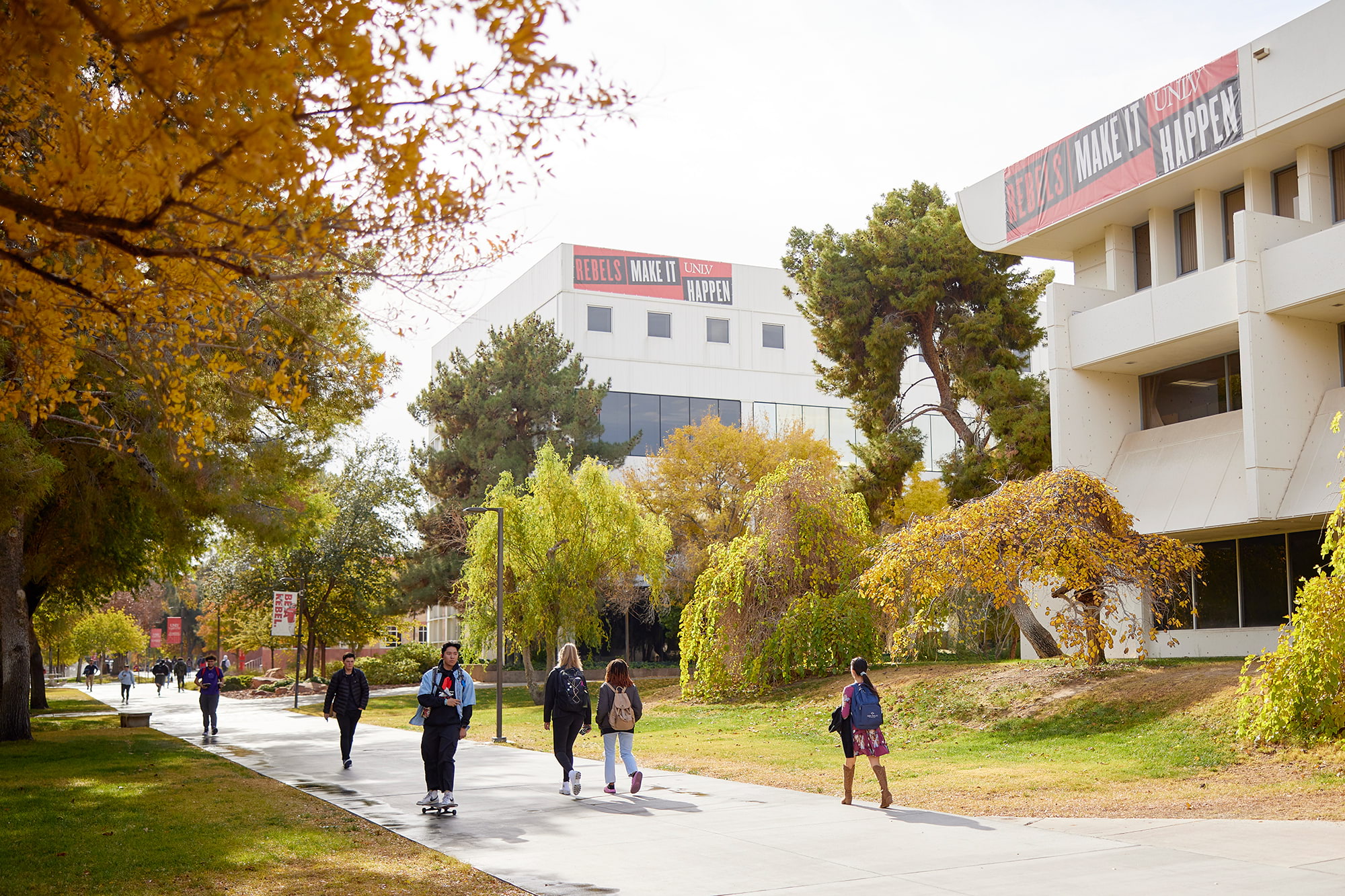 UNLV students walking on campus