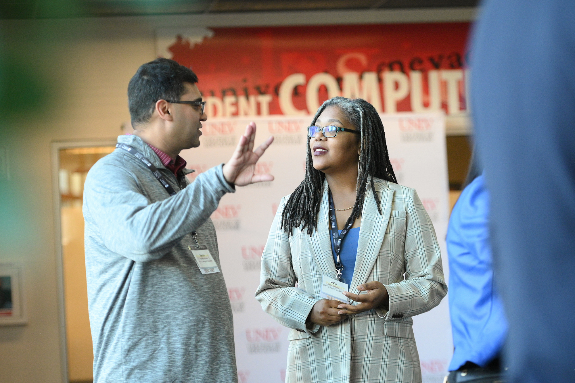 guy discussing with lady