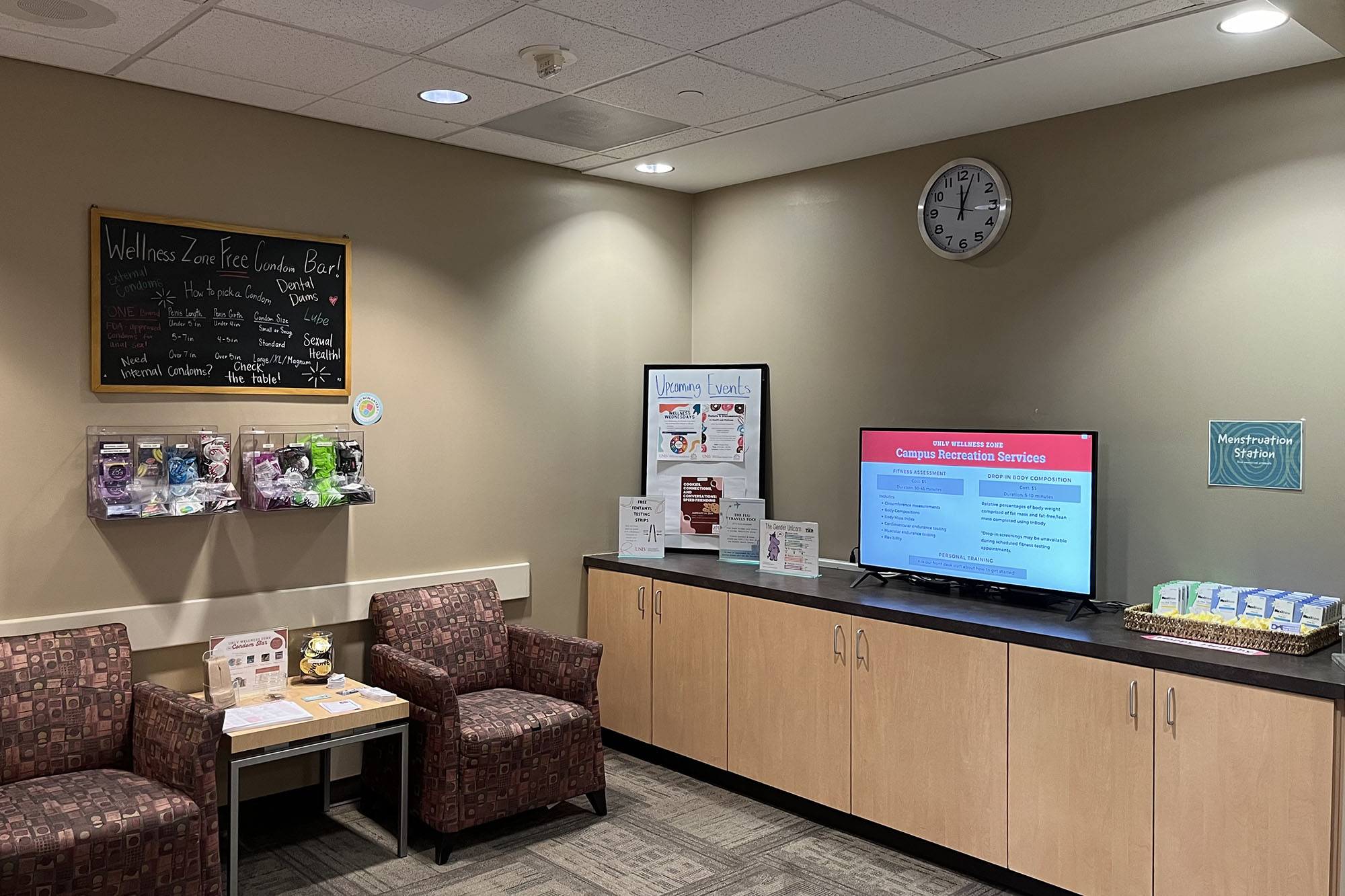 Image of UNLV free condom bar and menstruation station