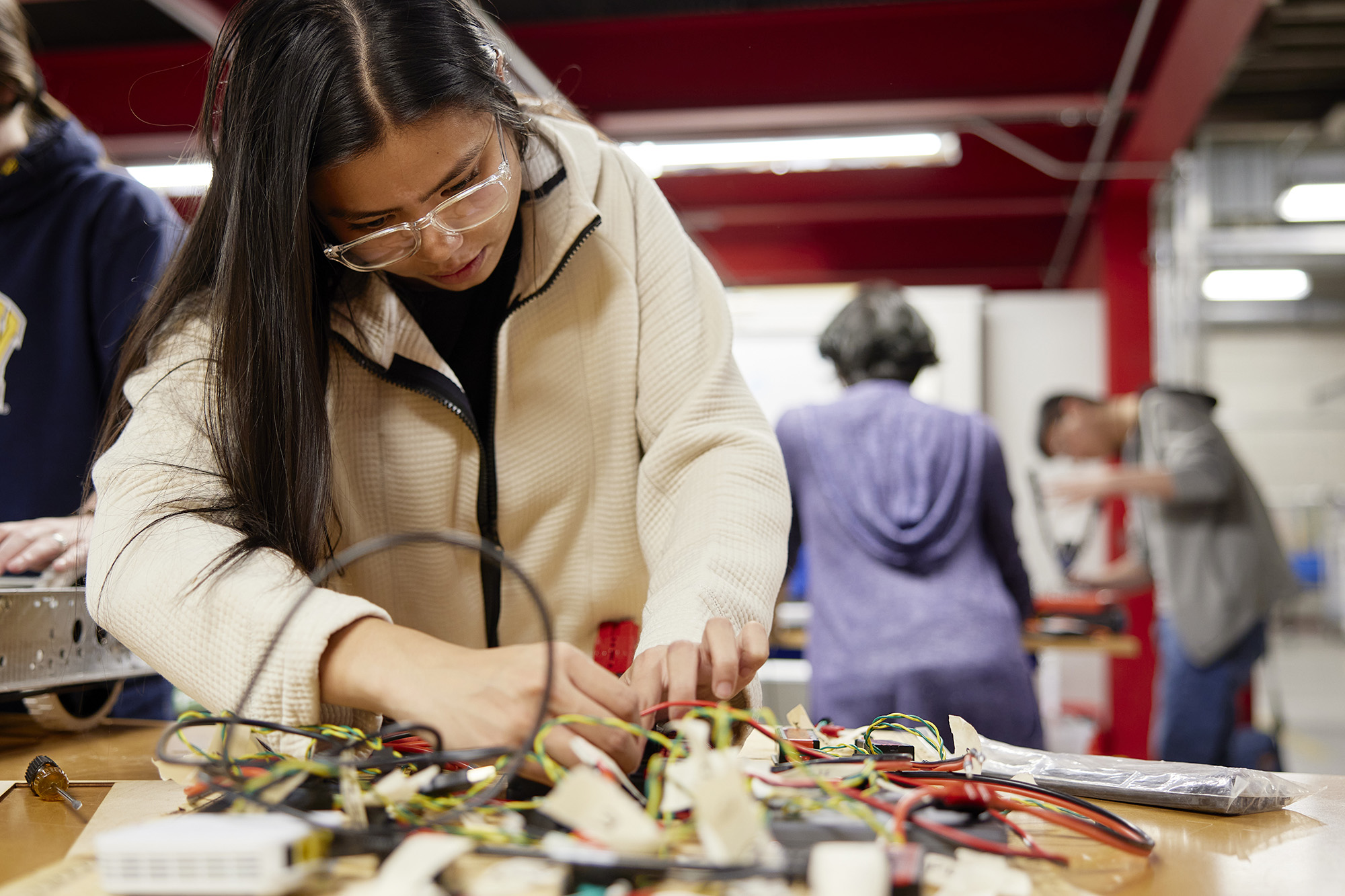 A person working on an electrical project