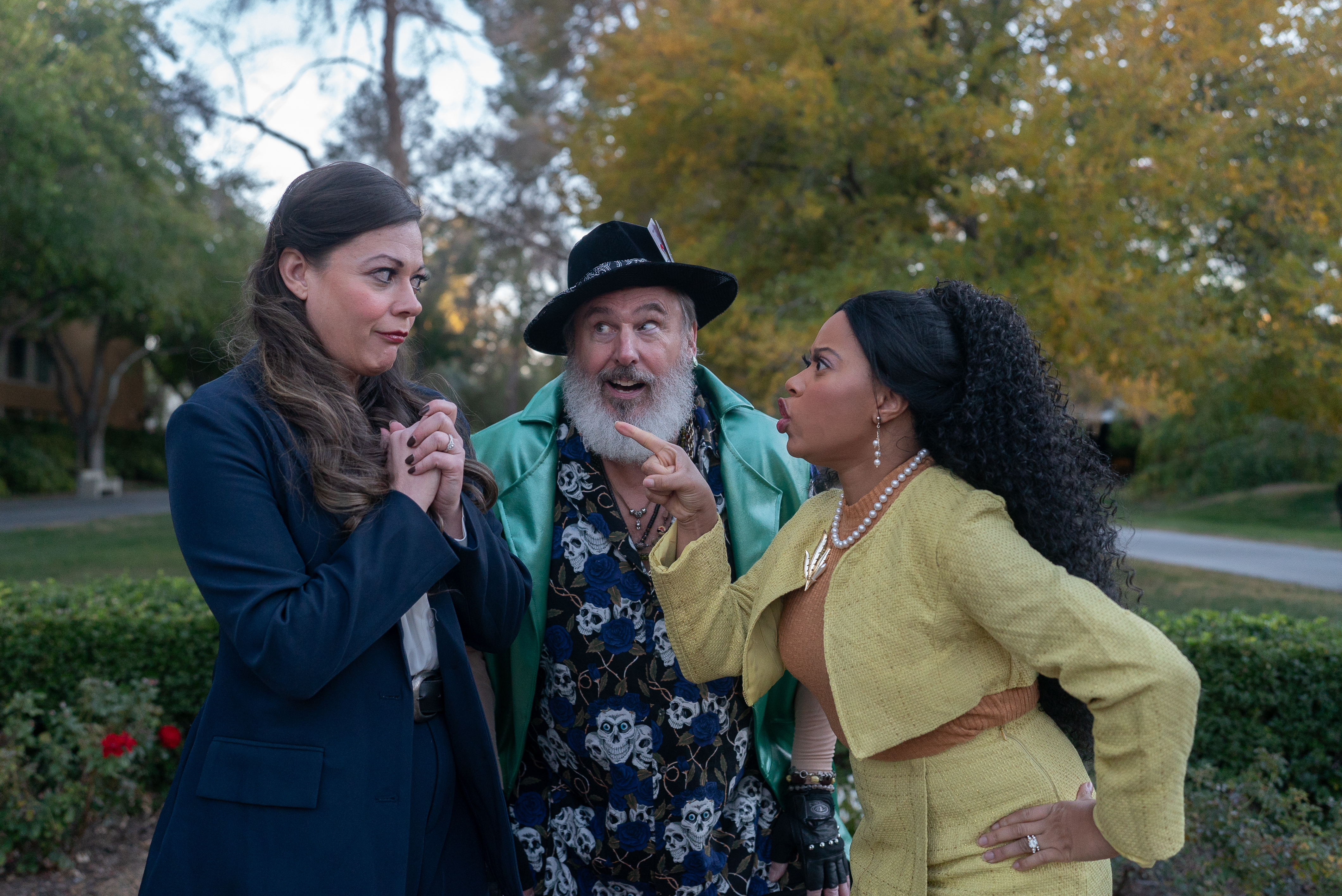 Three people having a heated conversation