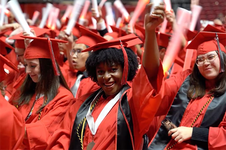 Students celebrating at Commencement