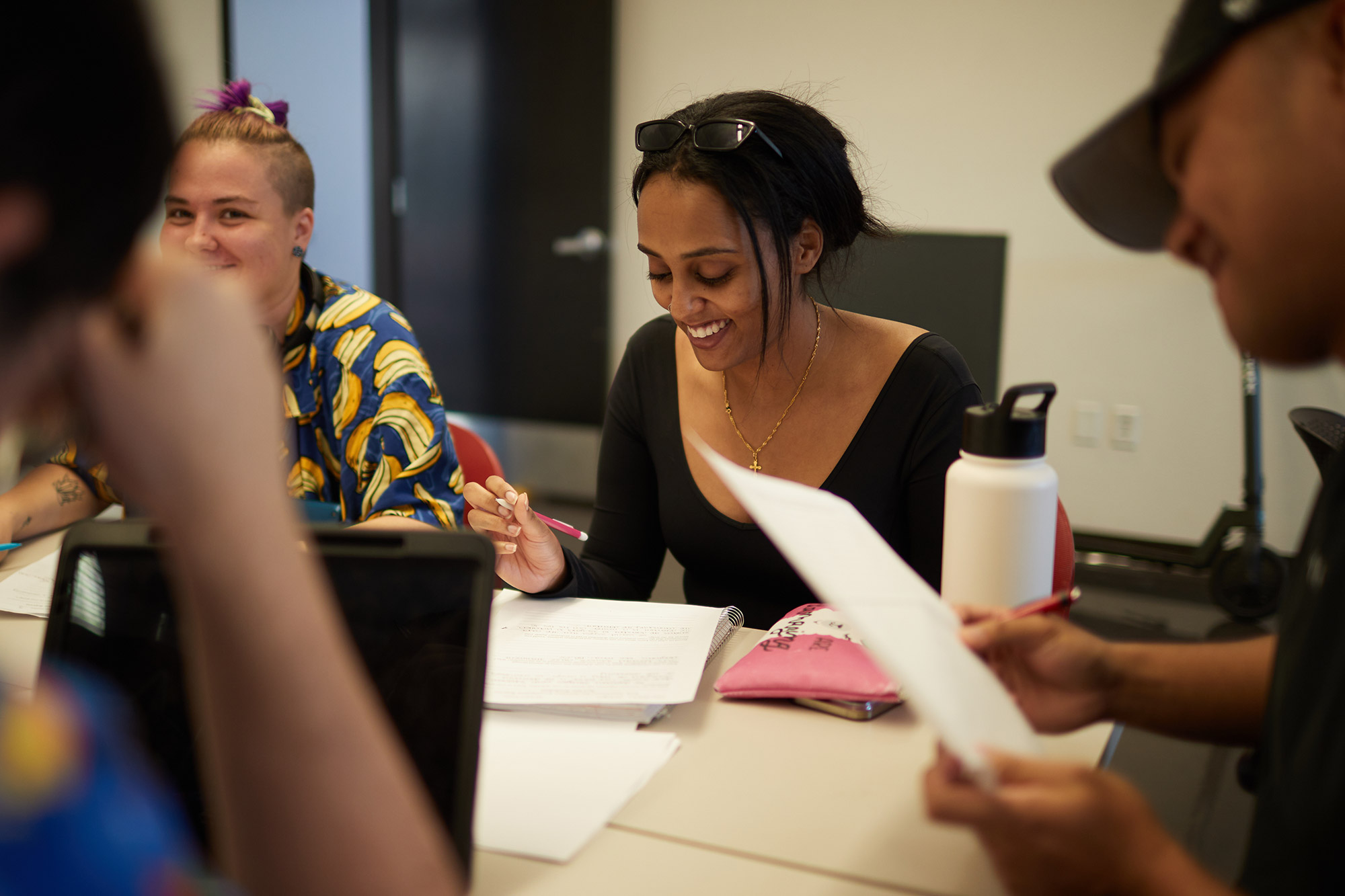 A group of students studying in a room