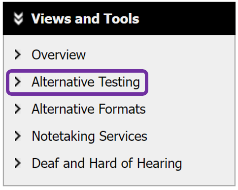 Instructions to choose Alternative Testing