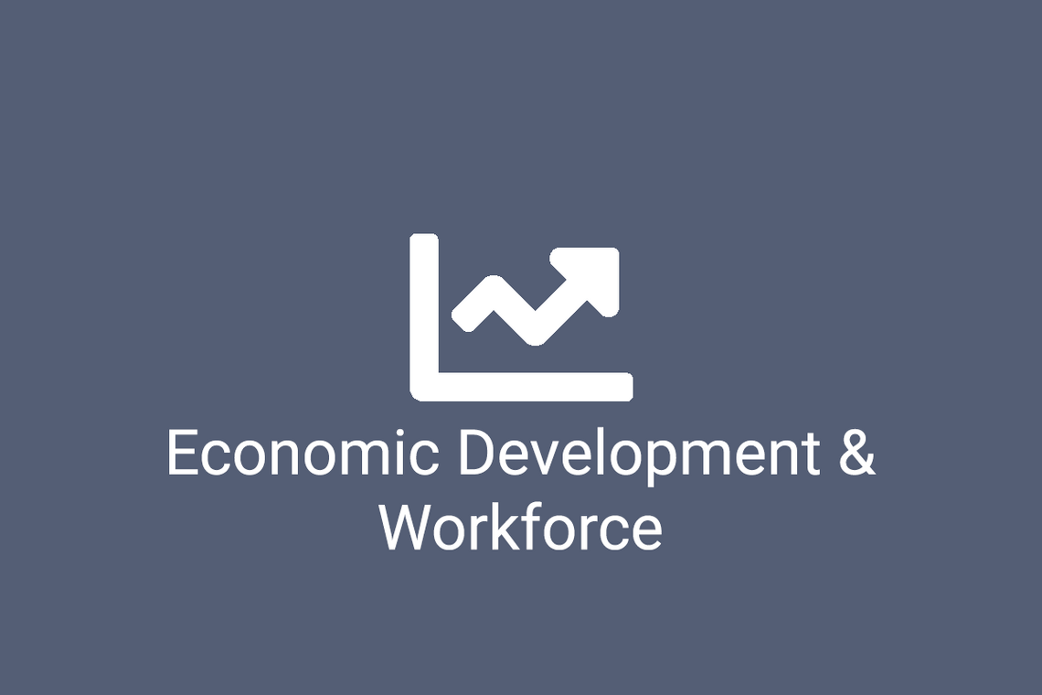 clipart image of line chart with text economic development and workforce