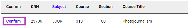 Navigation bar highlighting confirm