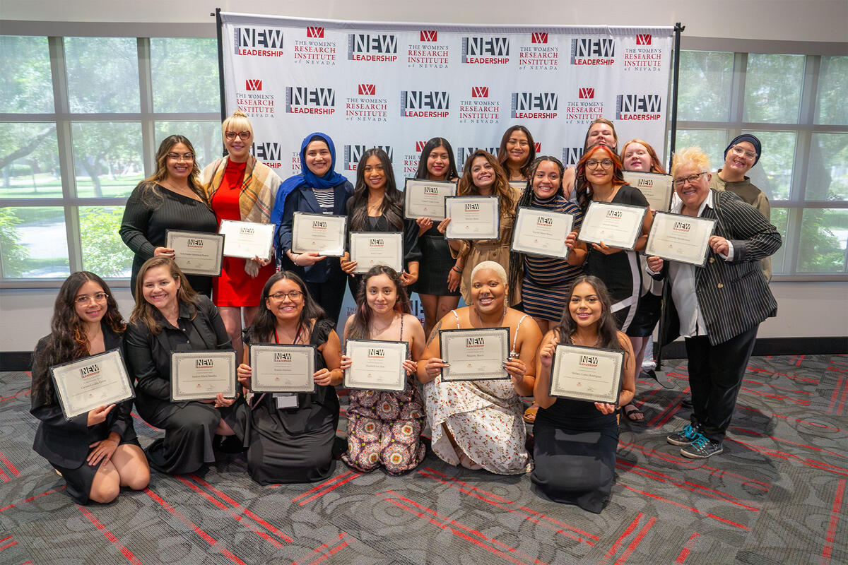 A group of women holding certificates at a NEW Leadership Nevada program
