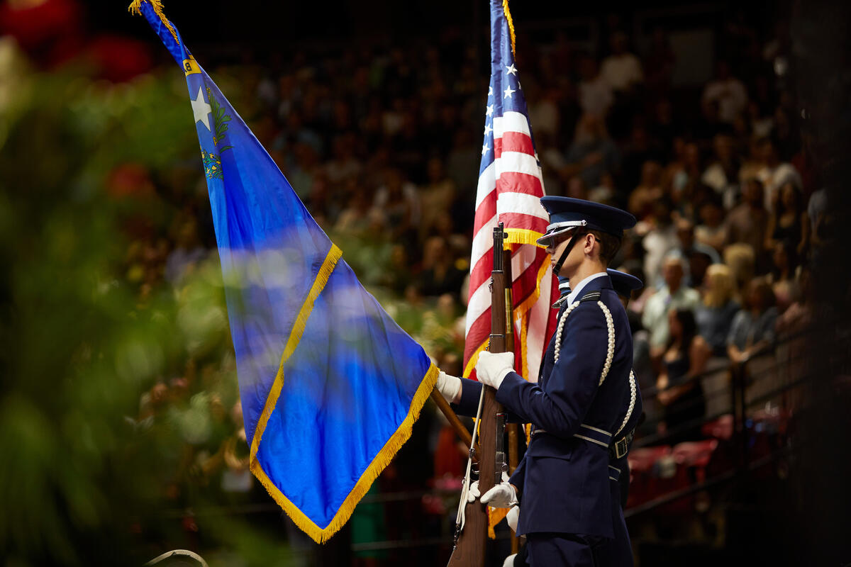 Color guard presenting the flags of Nevada and United States