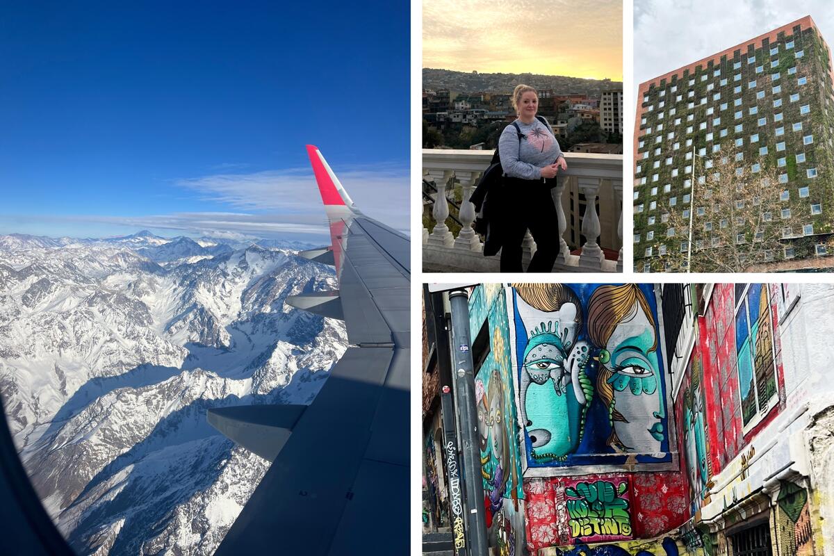 A collage of photos of a graduate student's trip to Chile.