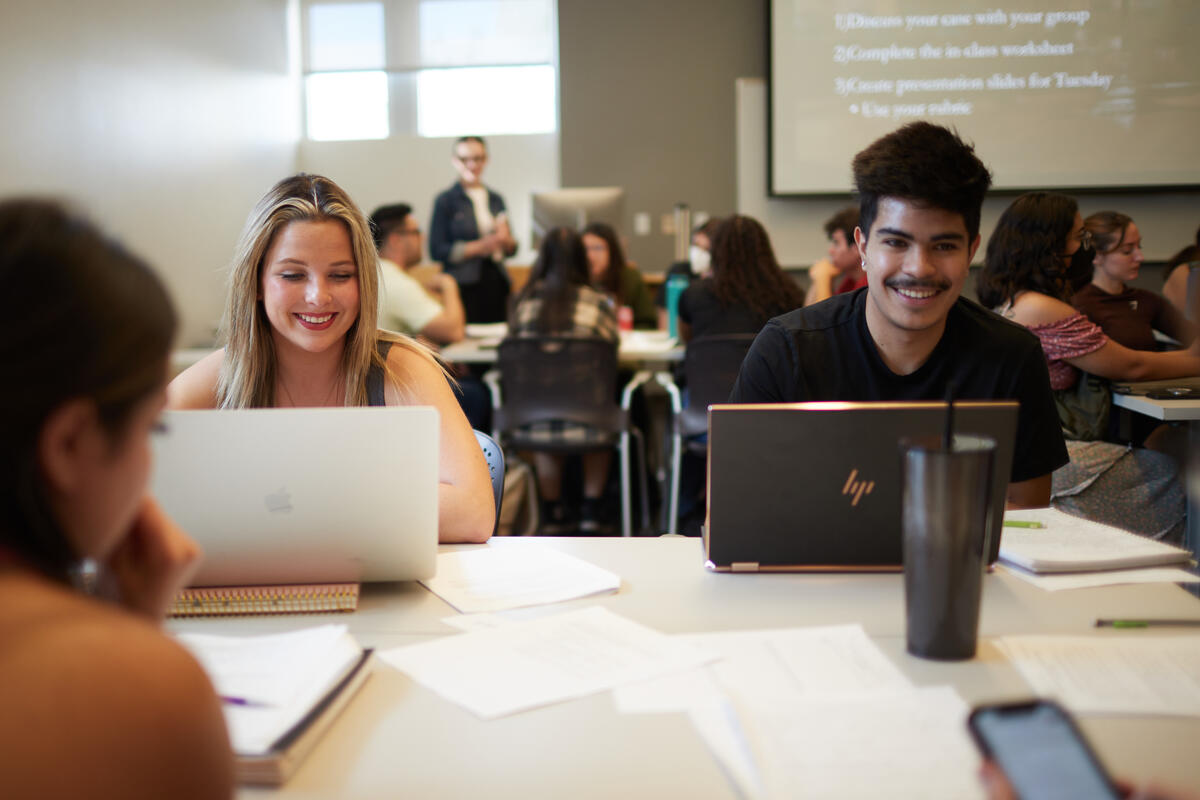 students and faculty in groups