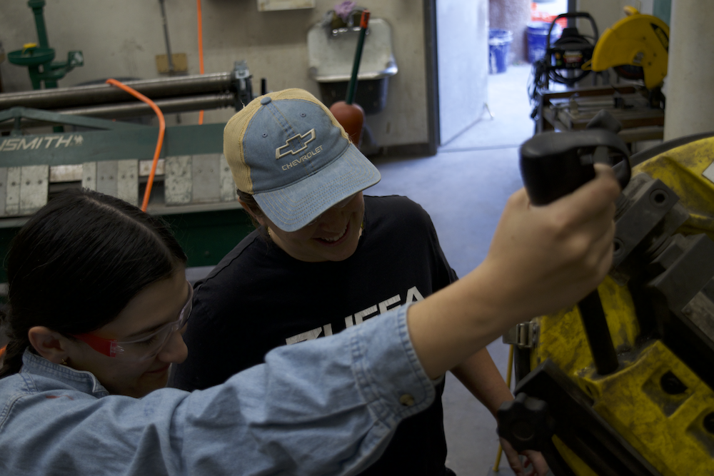 two students working