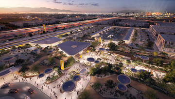 aerial view of digital illustration of Las Vegas train station