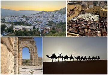 collage of photos with scenes from Morocco