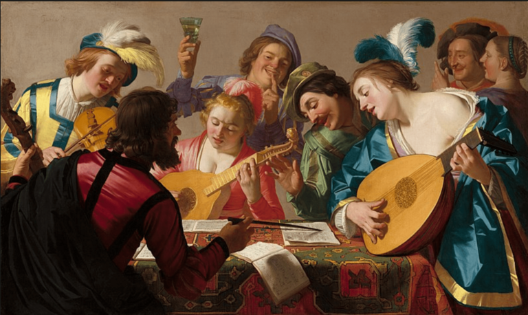 Painting of musicians performing