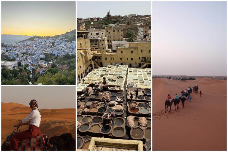 collage of four photos featuring scenes from morocco