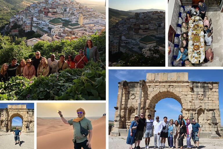 Collage of images from a class trip to Morocco