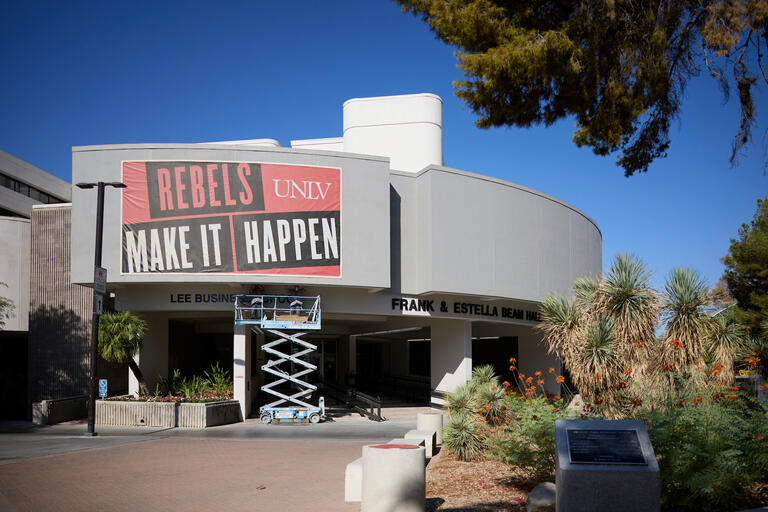 exterior of the business school while under maintenance