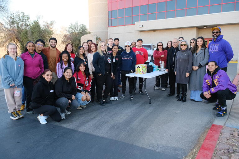 volunteers at donation drive on UNLV campus