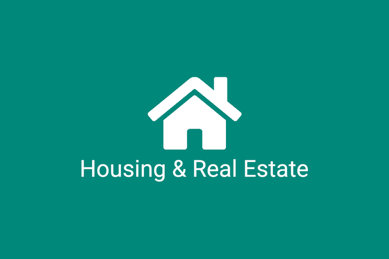 image of house with text saying housing and real estate