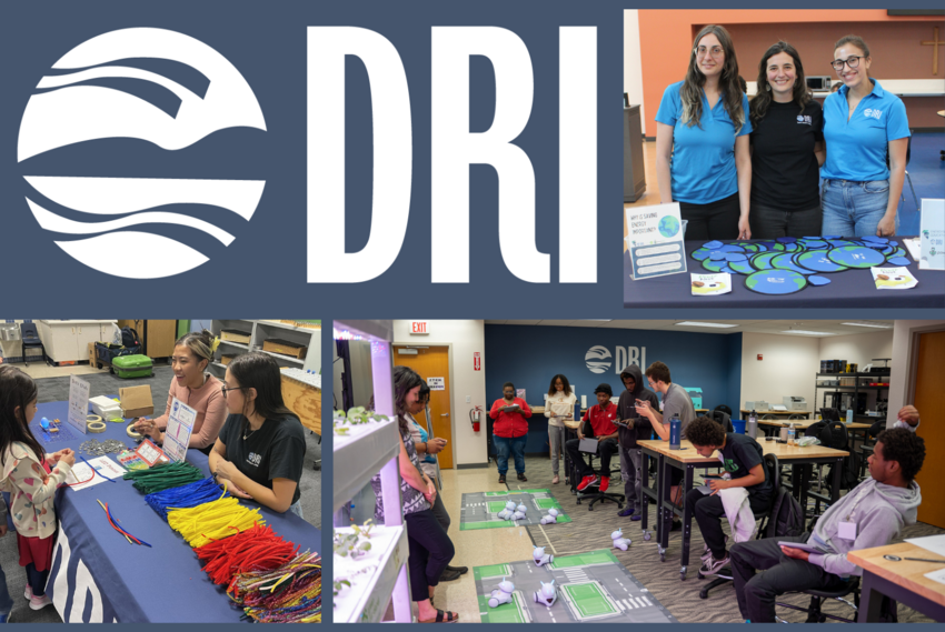 A DRI logo and images of children enjoying classroom activities