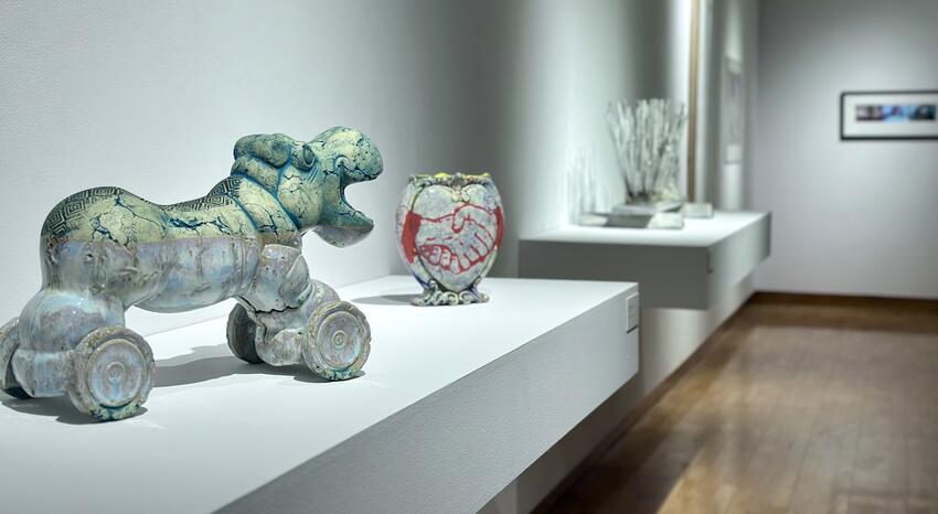 An image of ceramic sculptures from the faculty art show