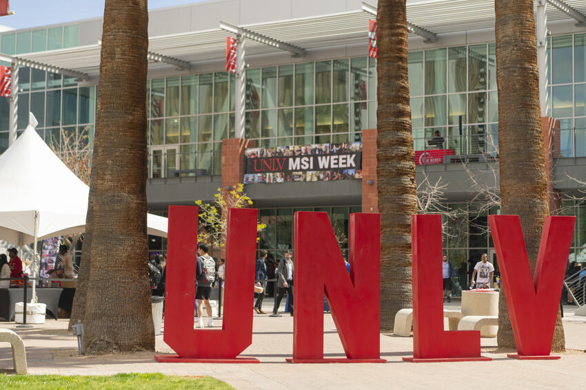 Giant UNLV letters placed in Pida Plaza