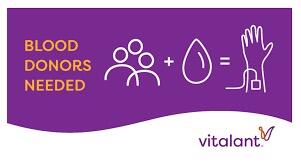 Blood donors needed Vitalant logo