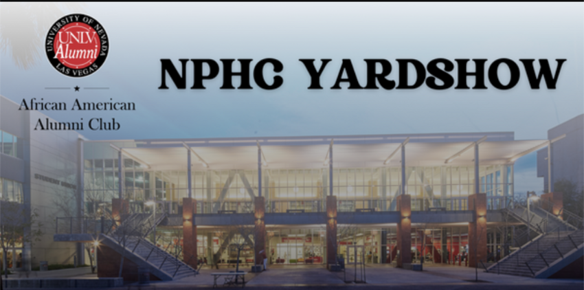 NPHC Yardshow logo on photo of student union