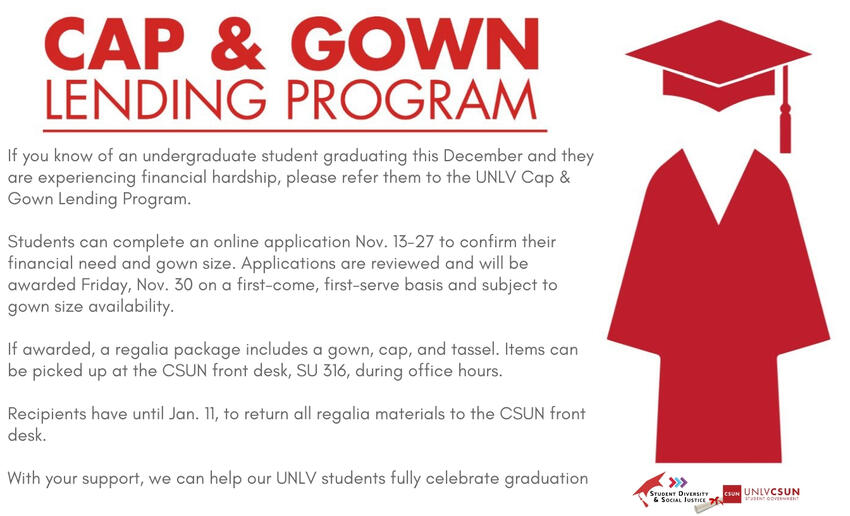 Cap And Gown Lending Program Calendar University Of Nevada